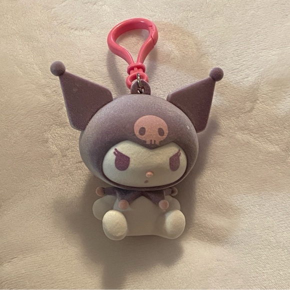 Sanrio Accessories - Flocked Sanrio Kuromi Bag Charm Clip Zipper Pull